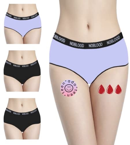 Perioden Unterwäsche = 2-3 Tampons - Waschbar - Baumwolle - Ökologisch - Menstruation - Unterwäsche für die Periode - Periodenslips - Absorbierend - Mädchen Damen - XXS / 4XL (Teens-Pack, XXS)