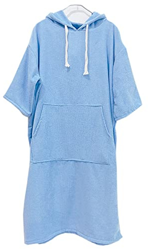 Kapuzenhandtuch Bademantel Umkleidehilfe Mikrofaser Badeponcho Umziehhilfe Badeumhang Kapuzenhandtuch Surfponcho Strandponcho Strandtuch Wickelmantel Poncho Einfarbig(Blau4,75x110cm)