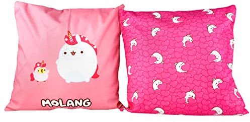 Molang & Piupiu Kissenbezug 40 x 40 cm – 2 Dekokissen Einhorn - Zierkissen für die Couch -Kissenbezüge in 6 Verschiedene Motive zum Sammeln