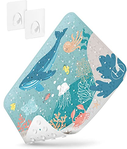 homerella® Duschmatte rutschfest 53x53cm inkl. 2 Haken - Antirutschmatte Dusche - Badematte rutschfest Kinder Rutschmatte Dusche antibakteriell & maschinenwaschbar - Duscheinlage rutschfest