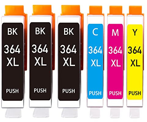 akaca 364XL Druckerpatronen Kompatibel mit HP 364 364XL Patronen (3 Schwarz, 1 Cyan, 1 Magenta, 1 Gelb), für Photosmart 5510 5515 5520 5525 5524 7510 Deskjet 3070A 3520 Officejet 4620 4622