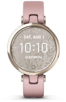 Garmin Lily, édition Sport – Montre connectée pour Femmes avec Suivi Forme et santé, autonomie Longue durée – Cream Gold avec Bracelet Rose - Cadran 34 mm