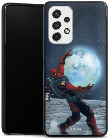 DeinDesign Slim Case extra dünn kompatibel mit Samsung Galaxy A53 5G Silikon Handyhülle schwarz Hülle Deadpool Mond Marvel
