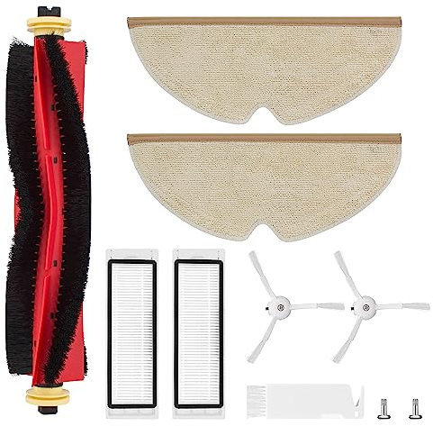 Rebirthcare Zubehör für Xiaomi S5 S50 S51 S55 S5 Max S6 S6 Pure S6 MaxV Staubsauger Teile Original Ersatzteile Set 1 Zentralbürste, 2 Seitenbürste,1 Reinigungshilfe, 2 Filters, 2 Wischtücher