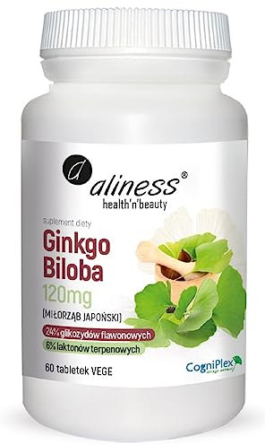 Aliness - Ginkgo Biloba 120mg - Schwerpunkt - Speicher - Nahrungsergänzungsmittel - 60 tabletten - Vegan - premium Qualität