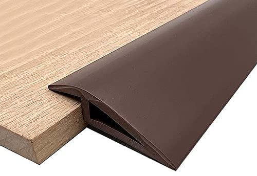 Btstil Rubber Threshold Ramp, Self Adhesive Floor Transition Strip, Door Flooring Threshold Ramp Reducer, Floor Edging Trim Strip Height Less Than 20mm (10mm Coffee, 1M)