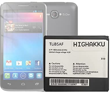 HIGHAKKU Ersatzakku Batterie TLiB5AF kompatibel mit Alcatel One Touch 5035D, One Touch 997, Smart OT-5035, X'POP, C5, 5036D, TCL S800, CAB32E002C. 1, CAB3. 2E. 0000C2