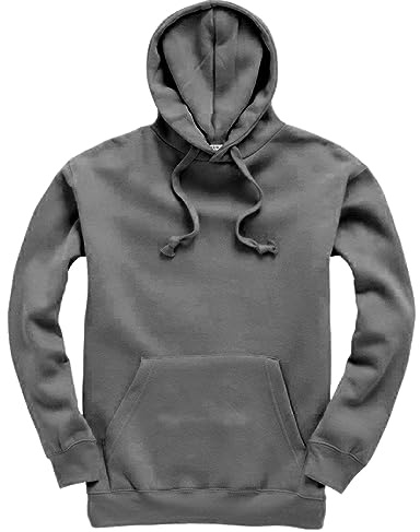 Mellor Design Plain Pullover Hoodie Hooded Top Unisex Mens Ladies Hoody Sweatshirts Steel Grey, XXL