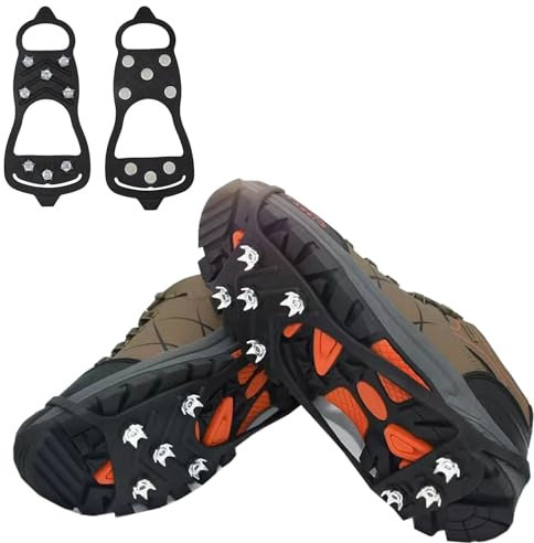 Spikes für Schuhe Winter,YQBFTC 35-45 Grödel mit 8 Zähne,Schuhkrallen,Anti-Rutsch Schuhspikes,Edelstahl Klampen für Wandern,Schnee,EIS,Trekkin(M)