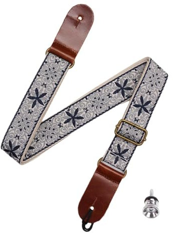 harayaa Music Embroidered Ukulele Strap Shoulder Belt Adjustable Universal Guitar Back Straps Lightweight for Ukulele Accessory, Blue