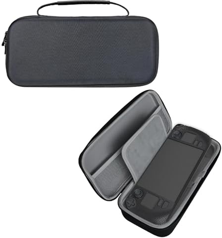 KNOXS Harte Tasche für Steam Deck OLED Gaming Handheld, Tragetasche Steam Deck OLED Tasche Netz Abstandshalter Speichert das Zubehör Wasserdicht Stoßfest (Schwarz)