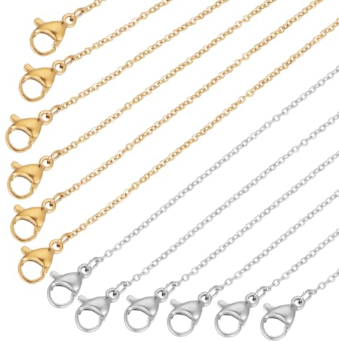 UNICRAFTALE 20 Stk 2 Farben 45cm Halsketten DIY Edelstahl Kabelketten Halsketten Set Gold Halsketten Mit Karabinerverschluss Kreuzketten Glieder Kabelketten Für Frauen Halskette Schmuckherstellung