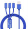 3 in 1 Multi Charger Cable [1.2M] Nylon Braided with Micro USB Type C Lightning Cable for Phone 13 12 11, Android Galaxy, Huawei, OnePlus, LG, SmartWatch (Blue)