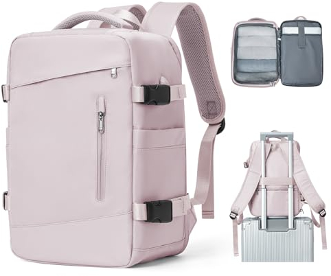 Handgepäck Rucksack 40X20X25 für Ryanair Reiserucksack Wasserdichter Unter Dem Sitz Handgepäck Rucksack Flugzeuge Reisetasche Weekendertasche Wanderrucksack Lässiger Tagesrucksack,B4-Lotuswurzel rosa