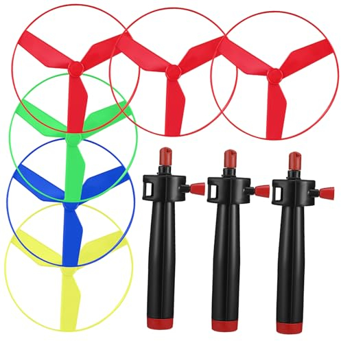 ibasenice 1 Jeu Soucoupe Volante en câble Plastique ovni fileuse Volante Jouet de tir à Jouets Jeu de Chasse Lanceur de Soucoupe à Disque Volant Portable hélice Cordon Enfant