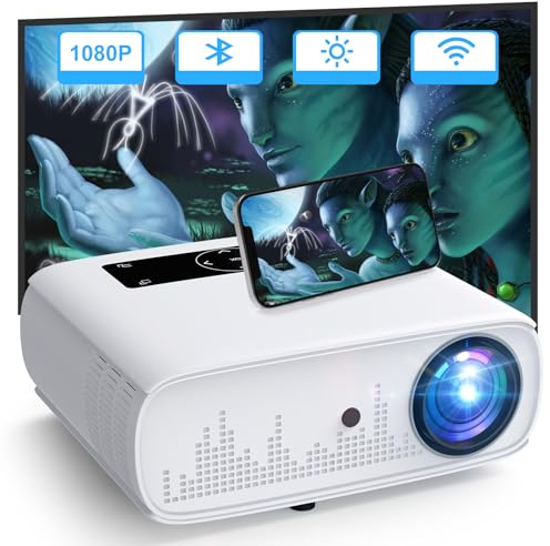 HOPVISION Beamer, Full HD 1080P Beamer, Beamer 15000 Lux 5G WiFi Bluetooth, Projektor 4K Unterstützt, Heimkino Video Kompatibel mit Home/Outdoor, TV Stick, HDMI,USB, X-Box, iOS/Android