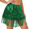 PLIKSUVER Damen Pailletten Quasten Rock Glitzer Rock Bauchtanz Hüftrock Karneval Fransen Rock Glitzer Wickelrock
