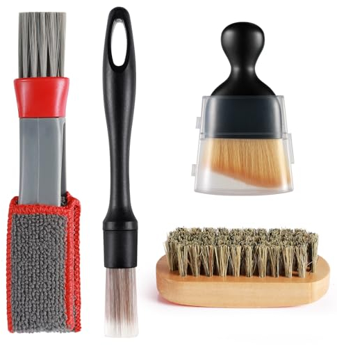 4PCS Car Detailing Brushes Set, Car Cleaning Brush Interior Soft Brush, Car Upholstery Brush Leather Brush for Cleaning Interior/Exterior Air Vents, Dashboard, Emblems, Engine
