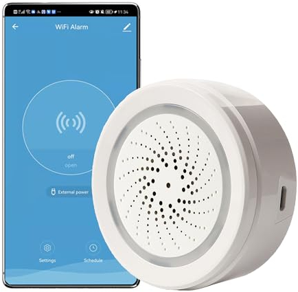 【Smart Wi-Fi Sirene Alarm】 Kabellose Stroboskop-Sirene mit Ton- und Lichtalarm, 100 dB Sounder, App-Fernbedienung, Einbruchalarm, Links mit Tuya Smart-Geräten für Haussicherheit & Hausautomation