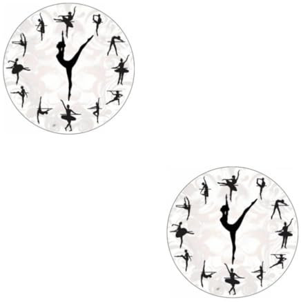 rongweiwang 2 Satz von Leise und langlebige runde Moderne Wanduhr, genaue Zeitmessung für jeden Raum, Zeitloses ABS, Elegante Uhr mit Klaviertasten, Ballett 2, Ballett 2 2Satz
