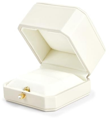 Oirlv Creme Weiß PU Leder Ring Box für Vorschlag, Verlobung, Hochzeiten, Geburtstag,und Jahrestag