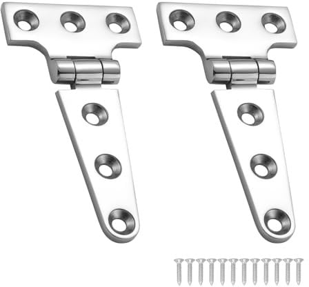 Heavy Duty Marine Boat T Hinges 316 Stainless Steel, 4 x 2.16 Inch, Sturdy Deck Cabinet Door Hinges with Screws (Pack of 2)