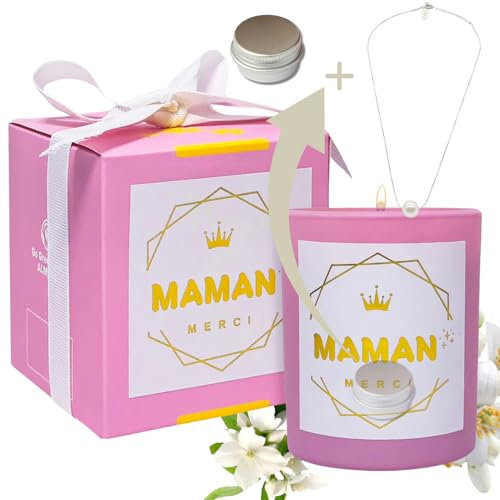 Geschenk für Mama – originell – Kerze zum Muttertag – Geschenk zum Geburtstag – Kerze Schmuck: Geschenkbox Kerze mit Halskette Silber 925