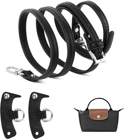 TNOMSNO Schultergurt für Tasche Damen, Schulterriemen aus Leder für Minitaschen Mini Bag Straps, Leder Riemen Tragegurte (Schwarz)