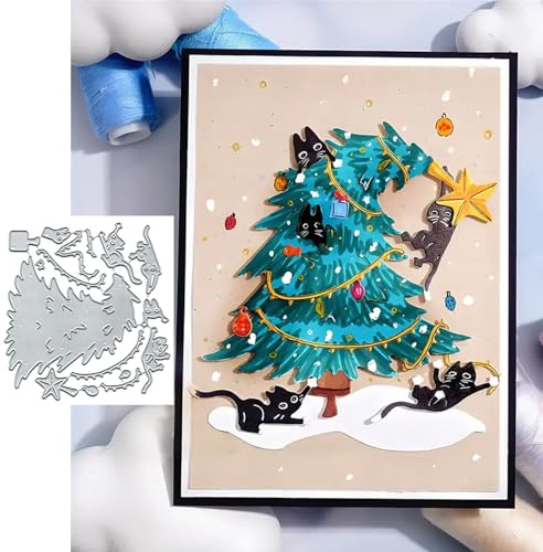 Christmas Tree Star Snowflake Cat Metal Die Cuts,Spring Sunflower Frame Leaf Cutting Dies Cut Stencils for DIY Scrapbooking Album Decorative Embossing Paper Dies for Card Making