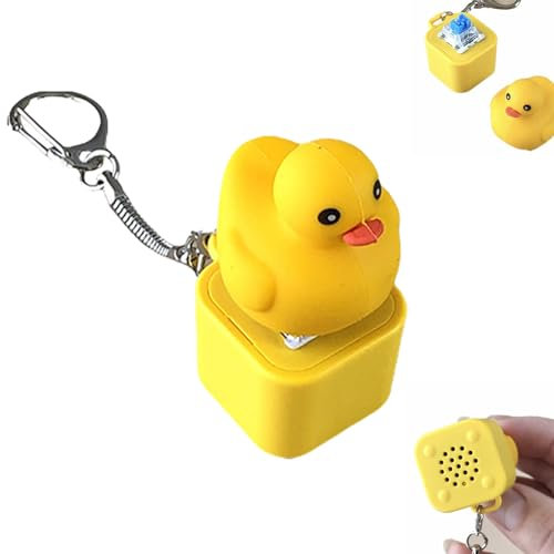 Quacking Duck Keychain, Ducky Caps Keychain, Duck Keyboard Keycaps Anxietys Relief Toy, Quacking Duck Fidget Toy Keychain, Suitable for Relieving Stress and Anxiety (1 Pc)