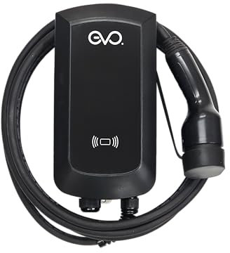 EVO EV GT-1 | EV Charger | UK Built | Electric Vehicle Charger | Type 2 | 230V 7.2kW | Single Phase | 5m Tethered | Wifi Enabled Smart Electric Vehicle Charge Point | OLEV Approved | Wall Mount