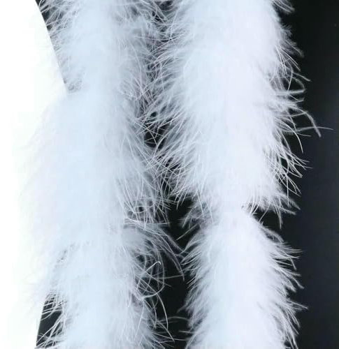 2 m Federboa für Weihnachtsbaum, rosa, flauschige Truthahnfeder auf Band, Hochzeitskleid, Schal, dekorative DIY-Bastelfedern, weiß