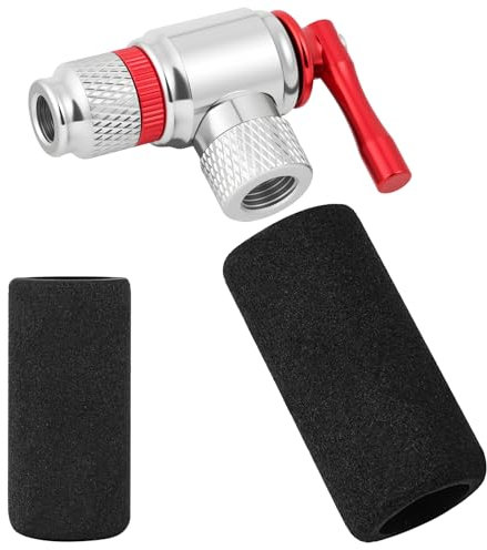 AOOWU Gonfiatore di CO2, Pompa CO2 Compatibile con Valvola Presta e Schrader, Leggero Pompa ad Aria CO2 con 2 Manicotto Isolato, per Pneumatici da Bicicletta per Bici e Mountain Bike (No Cartucce CO2)