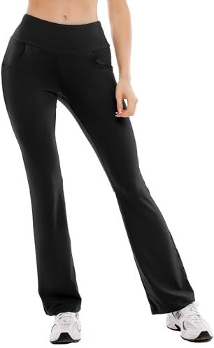 Stanpetix Flared Yogahose für Damen mit Taschen für Yoga Workout Leggings (Schwarz,M)