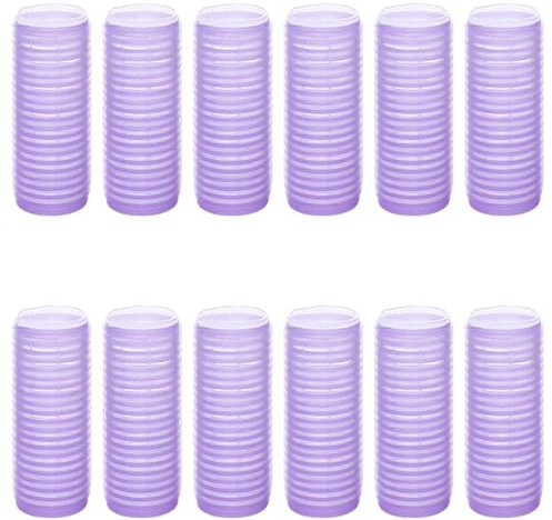 LQIOACU 12 Pièces Bigoudis Cheveux, Bigoudis Auto-Agrippants Bigoudis Autogrippants, Rouleau Cheveux, Bigoudis Cheveux Court, pour Tous Les Cheveux Courts, Moyens Ou Longs, 1.5cm, Violet clair