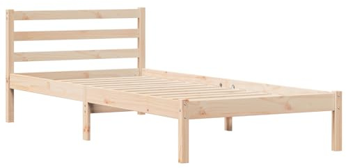 vidaXL Bettgestell mit Kopfteil 90x210 cm Massivholz Kiefer
