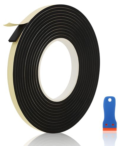 Lunpoem Ruban D'Étanchéité pour Plaque de Cuisson Vitrocéramique 5 m X 10 mm X 3 mm, avec Grattoir Inclus, Joint Thermique pour Cuisinière Induction, Étanchéité Résistante à la Chaleur