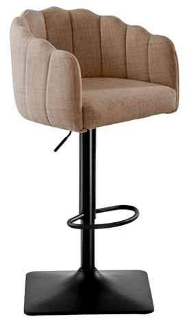 SUPPNEED Barhocker mit Lehne, Leinen Bar Stühle Höhenverstellbar, Drehsessel für küchentheke, Barstuhl, Friseurstuhl, Küchenhocker, Esszimmerstühle Drehbar (1, Khaki)