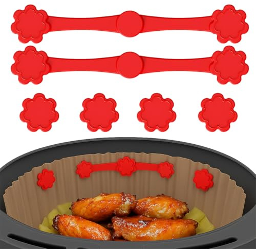 JUGUTA 2 Sets Silikon-Magnetverschlüsse Für Heißluftfritteuse, Magnete Zum Fixieren Von Papier-Einlagen Hitzebeständiges Zubehör Zur Vermeidung Von Papierbrand