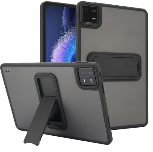 GIOPUEY pour Xiaomi Pad 5 Étui, avec Support, Coque en PC Dur + TPU Souple, Étui Mat Case, Amortisseur Antichoc, Pas de Jaunissement - Black