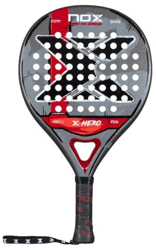 NOX Padel Racket X-Hero 2026 | Round Shape Pala Padel for Beginners & Intermediate Players | Carbon Frame, 3K Fiber Glass Face, HR3 White Eva Core | DCS Stability, Lightweight Agility & Gloss Surface