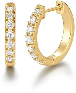 FANCIME 14K Gelbgold Vergoldete Creolen Huggies Ohrringe mit Lab-Grown Diamant 0,13-0,46 Cttw (Farben D-E, Reinheit VS) Ohrringe Ohrstecker Geschenke Schmuck für Damen Sie, Größe: 8-12 mm