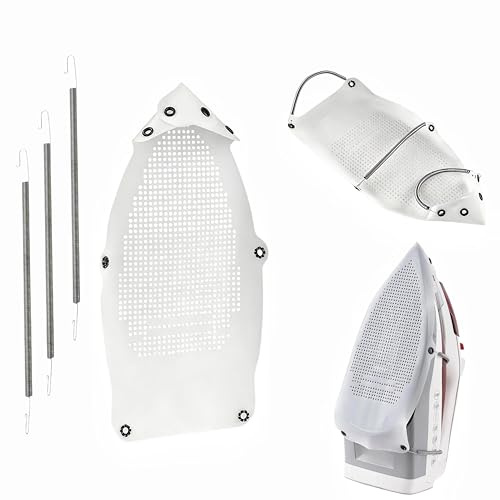 HYMC Ironing Shoe Soleplate Cover Non-Stick Teflon Protector for Delicate Fabrics Silk Wool No Shine Anti-Scorch Iron Guard Fits Most UK Steam Irons with 3 Secure Straps Heat Resistant White