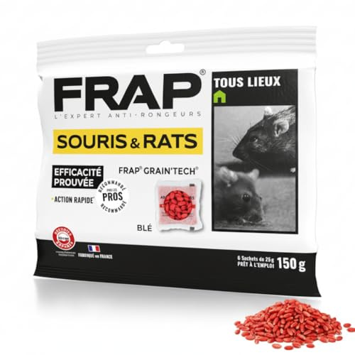 Pack 2x Raticide Professionnel en Grain – Appâts anti-Campagnols & Mulots pour jardin & Extérieur, Rats des Champs, Rats de Grenier & Souris – Protection Potager, et Cultures - 150g x2