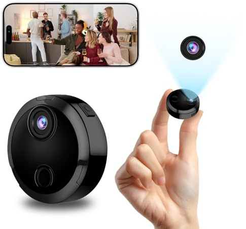 Swiftctrl Mini Camara Vigilancia WiFi Interior y Exterior 1080P HD, Cámara sin Cables, Visión Nocturna y Detección de Movimiento, para Perros, Casa, Oficina y Coche (iOS/Android)