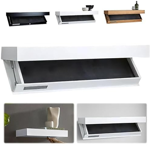 GAOXIAO Wandboard Holz mit Geheimfach, Wandregale Verstecktes Schweberegale für Wohnzimmer Schlafzimmer oder Büro, Moderne Wohnkultur mit Magischem Klappen Design White 40 x 32 x 7 cm