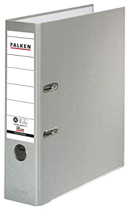 Original Falken Recycolor Umwelt-Ordner Öko. Made in Germany. Farbiger Papierbezug außen 8 cm breit DIN A4 grau Ringordner Aktenordner Briefordner Büroordner Pappordner CO2-Neutral Blauer Engel