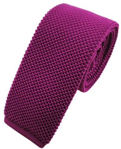 TigerTie - schmale Strickkrawatte in magenta fuchsia einfarbig uni