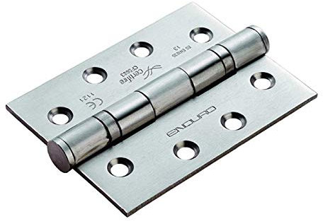 Enduro Grade 13 Fire Rated Ball Bearing Hinge 102 x 76 x 3mm - [Sold as a PAIR] + Screws (Satin Stainless Steel)