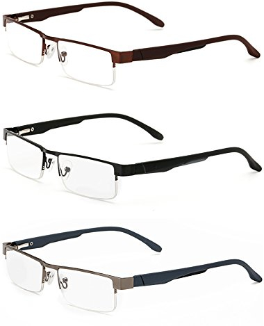 Twinkleyes Lesebrillen Metall Sehhilfe Augenoptik Halbrand Halbrandbrille Brille Lesehilfe für Damen Herren von 1.0 1.5 2.0 2.5 3.0 3.5 4.0 (3 Farben Set, 1.5)